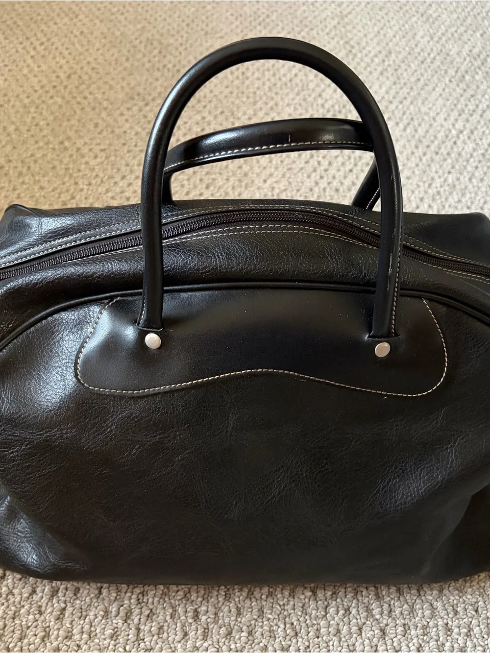 GAP Black Faux(?) Leather Duffel with Top Handles